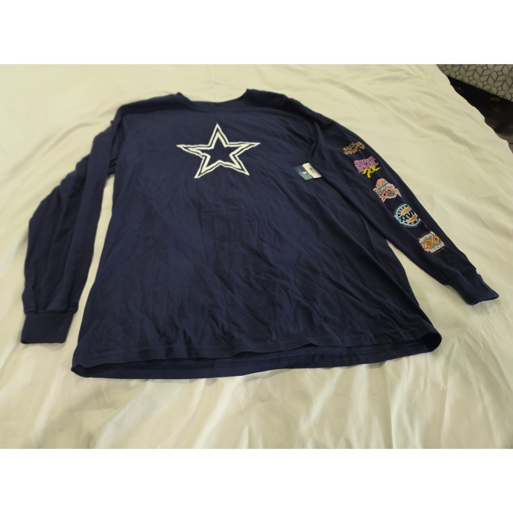 Men's Authentic Dallas Cowboys T-shirt Long Sleeve Blue NWT 2XL